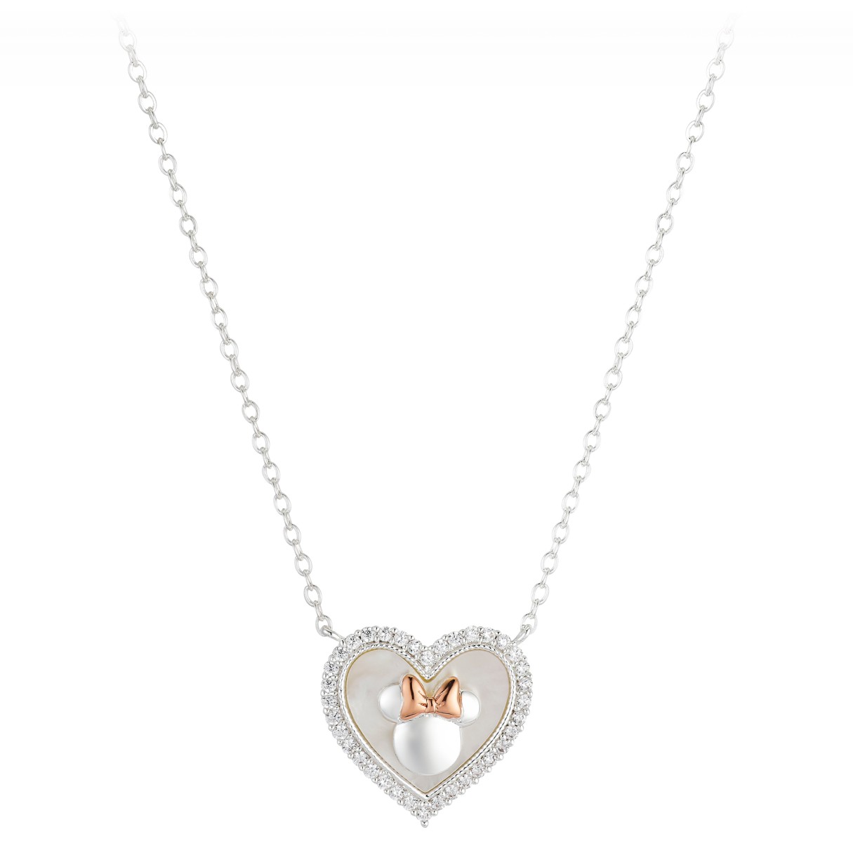 Minnie Mouse Mother of Pearl Heart Necklace