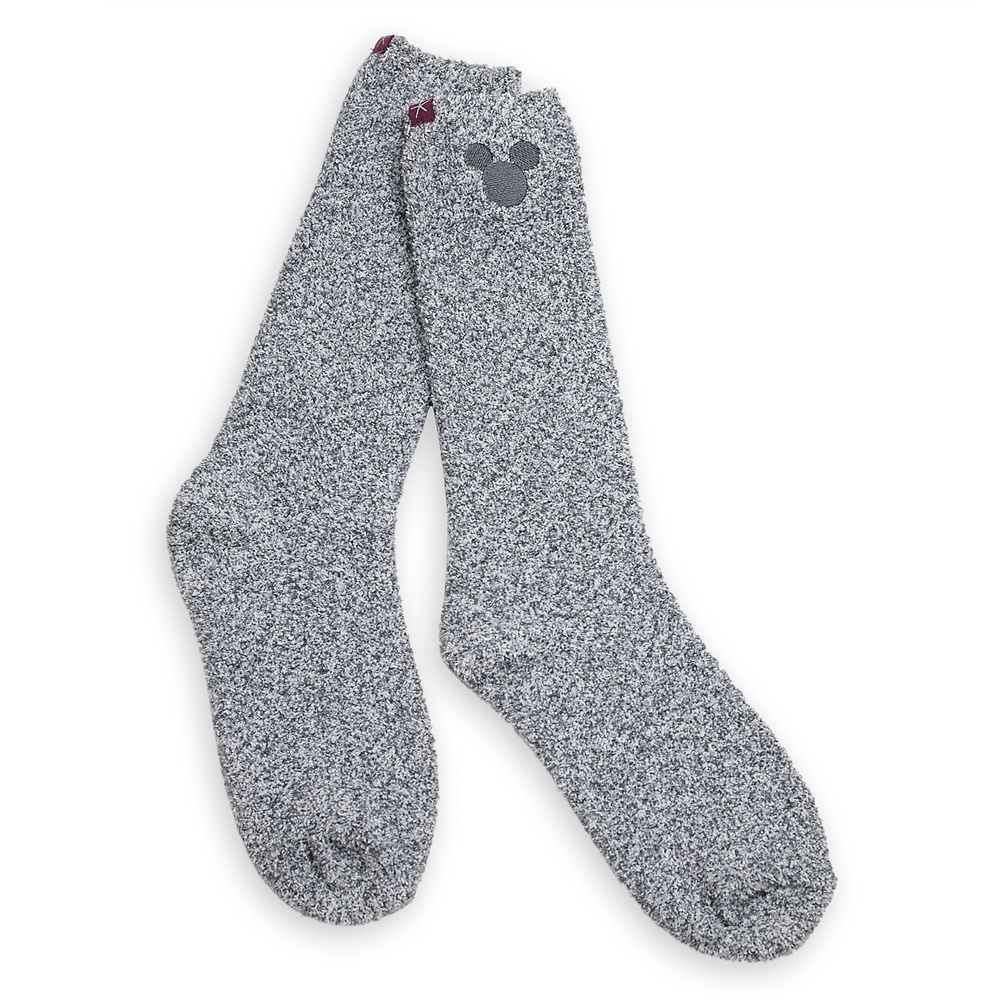 Disney Mickey Mouse Socks for Men by Barefoot Dreams ? Light Gray