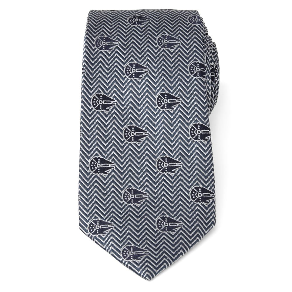 Millennium Falcon Herringbone Blue Silk Tie for Adults – Star Wars