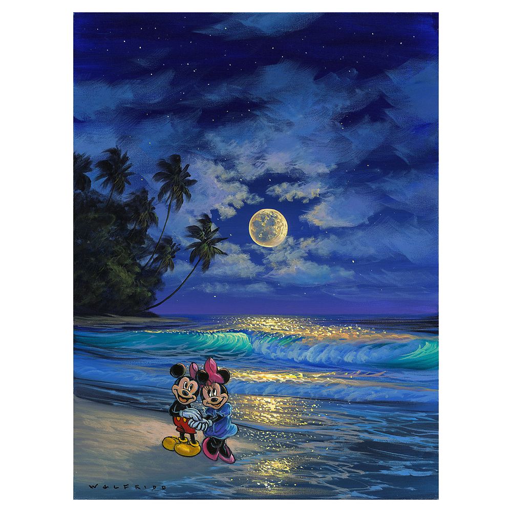 Disney Mickey and Minnie Mouse Romance Under the Moonlight Giclee on Canvas by Walfrido Garcia ? Limited Edition