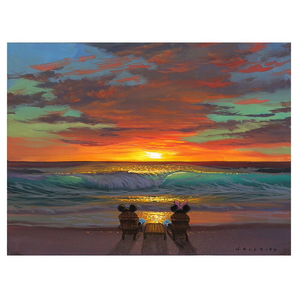 Mickey and Minnie Mouse ''Sharing a Sunset'' Giclee on Canvas by Walfrido Garcia – Limited Edition