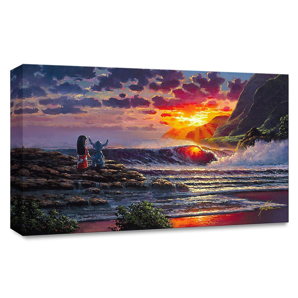 ''Lilo and Stitch Share a Sunset'' Gallery Wrapped Canvas by Rodel Gonzalez – Limited Edition