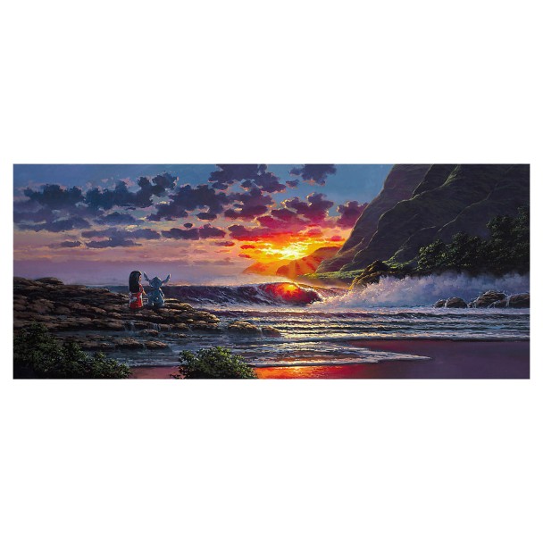 ''Lilo and Stitch Share a Sunset'' Gallery Wrapped Canvas by Rodel Gonzalez – Limited Edition