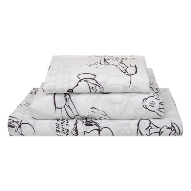 Mickey Mouse Sketch Art Sheet Set, Queen Size Mickey Mouse Bed Set