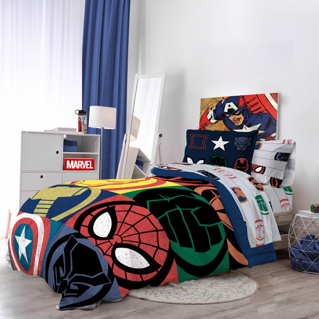 Marvel Symbols Bedding Set Twin Full, Marvel Avengers Queen Size Bedding