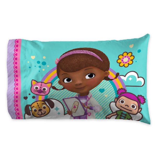 Disney Doc McStuffins 2 Pack Fitted Sheet and Pillowcase Toddler Sheet Set, 