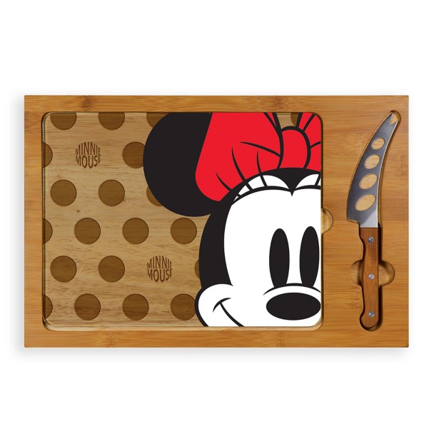 Minnie Mouse Glass Top Serving Tray and Knife Set