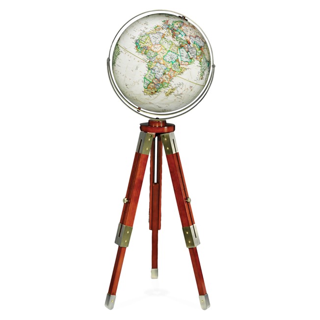 Antique Style World Map GLOBE ORNAMENT On Wooden and Brass Tripod Vintage 