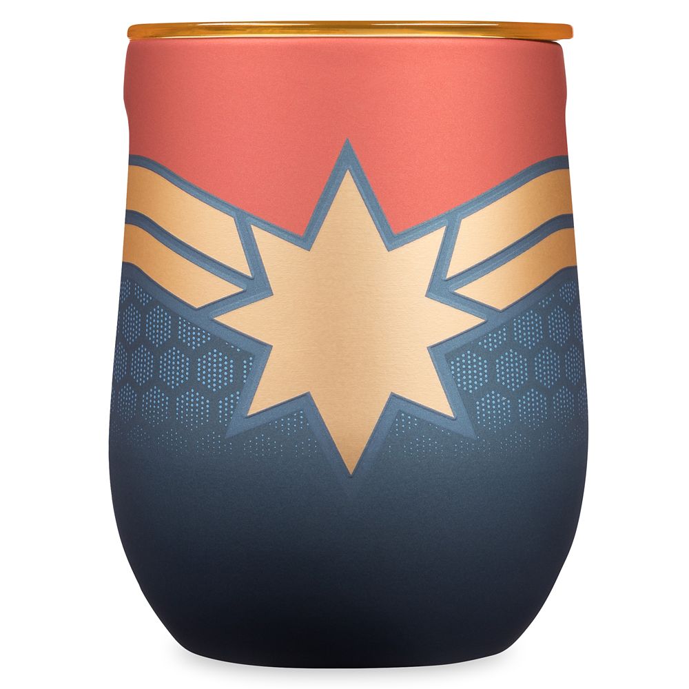 Captain Marvel Stainless Steel Stemless Cup by Corkcicle available online for purchase