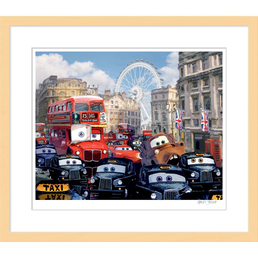 Cars 2 ''Rush Hour Chase''  Framed Giclée on Paper by Harley Jessup – Limited Edition
