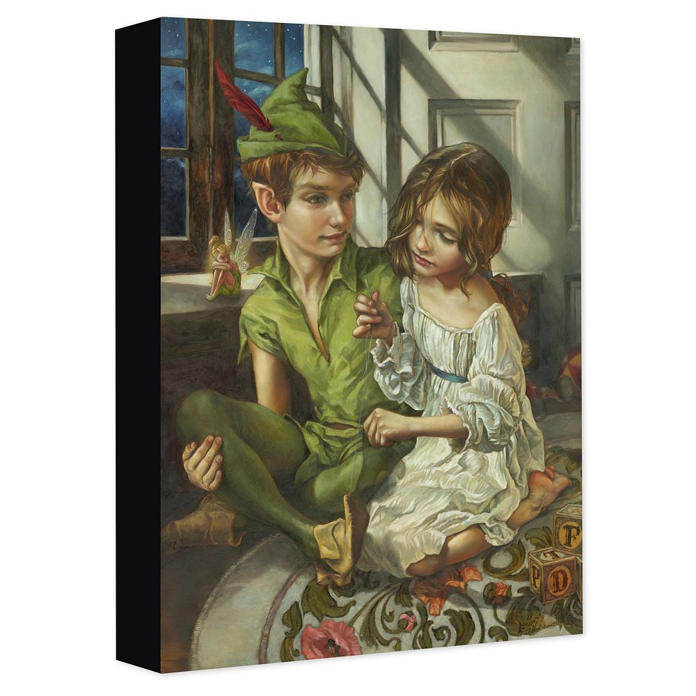 Peter Pan and Wendy Sewn to His Shadow Gicle on Canvas by Heather Edwards Official shopDisney