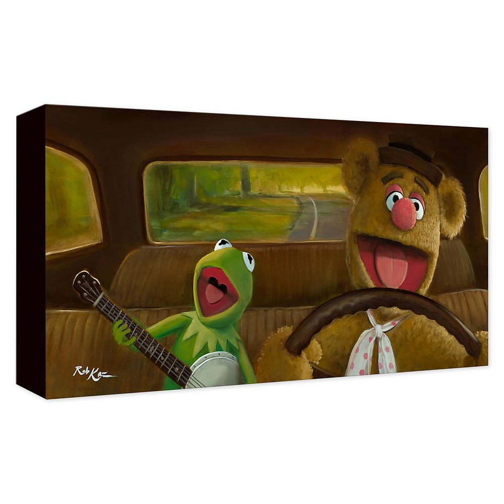 Kermit and Fozzie Movin Right Along Gicle on Canvas by Rob Kaz Official shopDisney