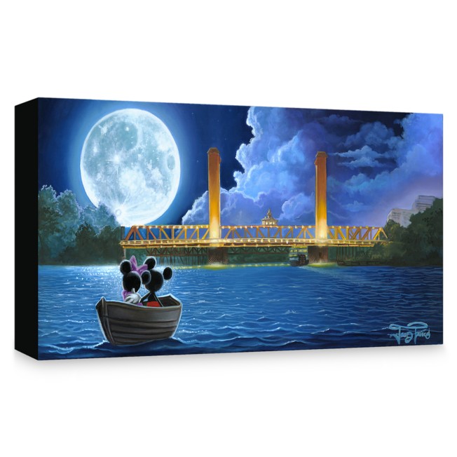 Mickey and Minnie Mouse ''Drifting in the Moonlight'' Giclée on Canvas by Jared Franco