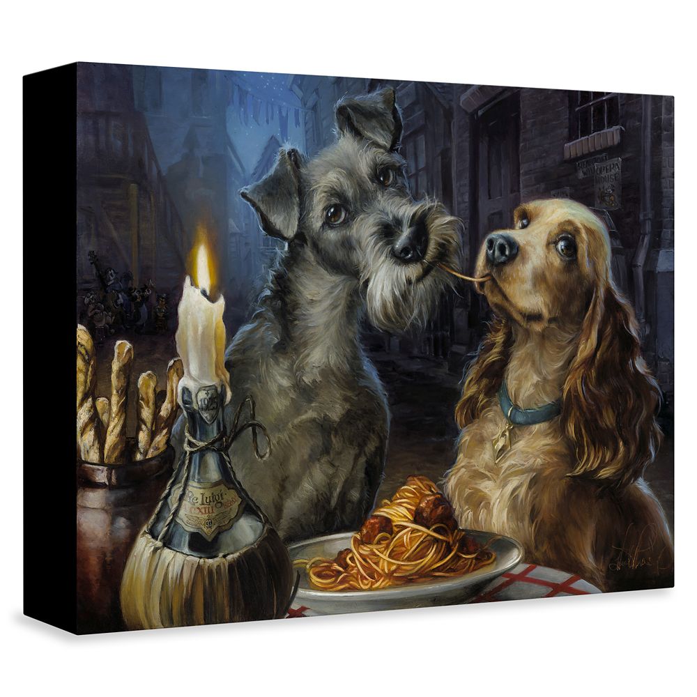 Lady and the Tramp Bella Notte Gicle on Canvas by Heather Edwards  2019 Film  Limited Edition Official shopDisney