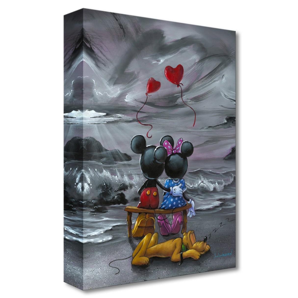 Mickey and Minnie Mouse ''Mickey and Minnie Forever Love'' Giclée on Canvas by Jim Warren – Limited Edition