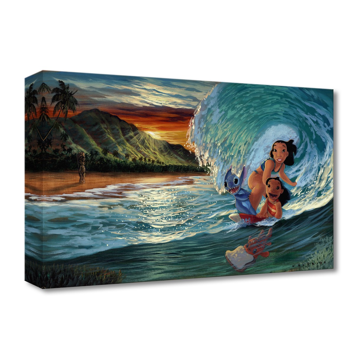Lilo & Stitch ''Morning Surf'' Giclée on Canvas by Walfrido Garcia – Limited Edition