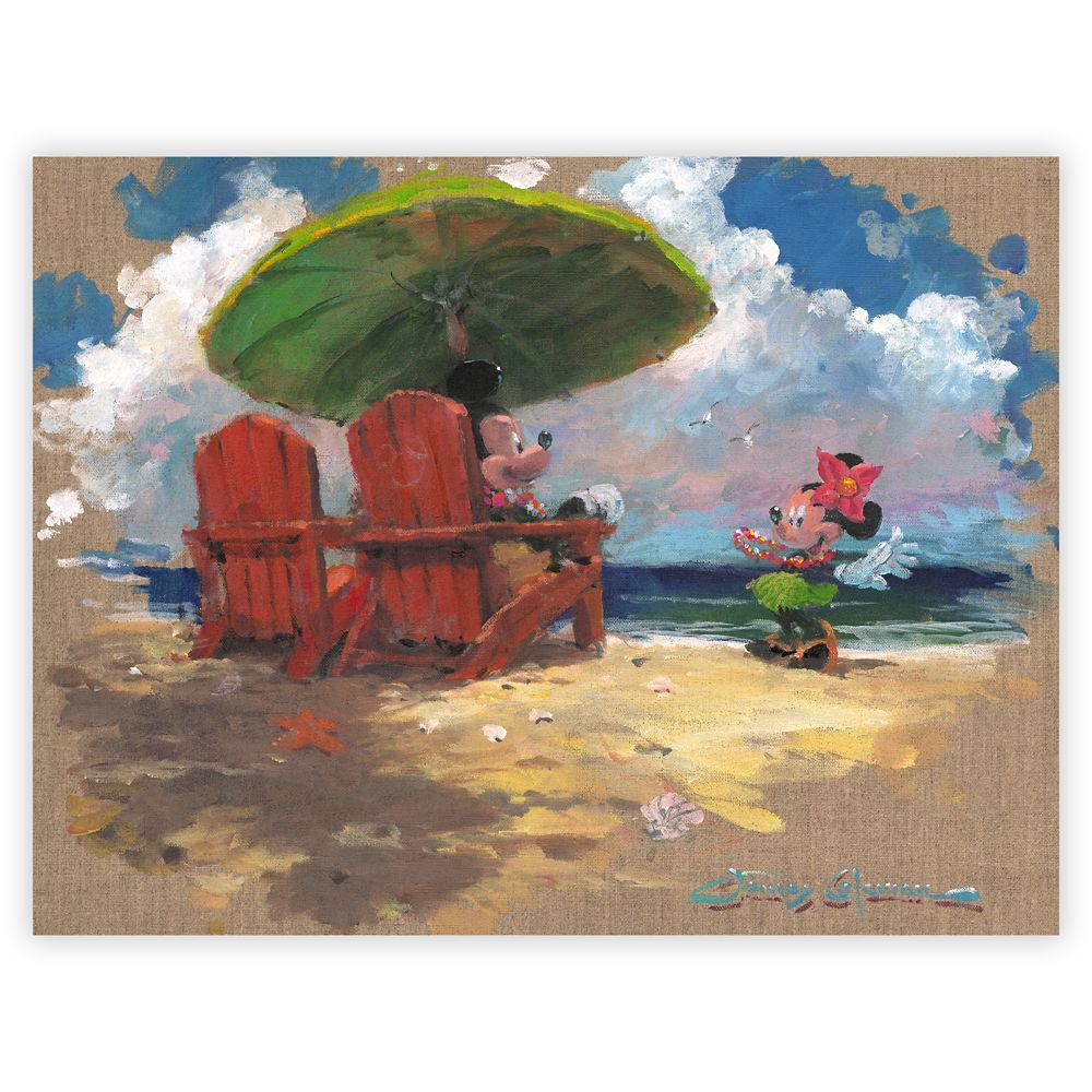 Mickey and Minnie Mouse ”Shorefront Hula” Giclée by James Coleman – Limited Edition released today