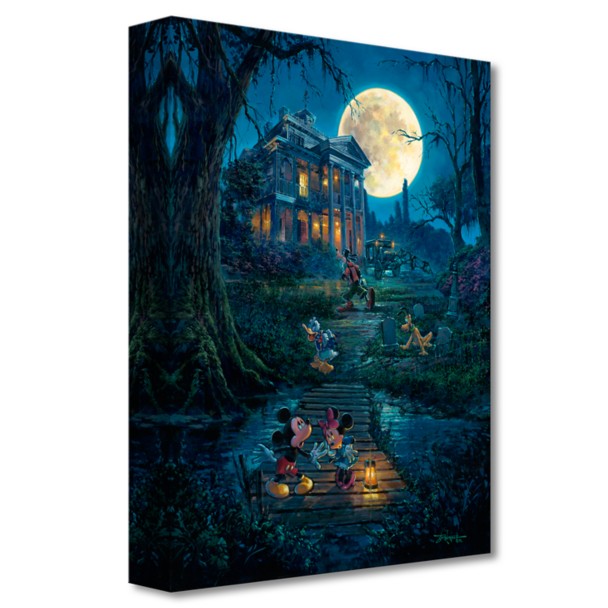Mickey Mouse at The Haunted Mansion ''A Haunting Moon Rises'' by Rodel Gonzalez Canvas Artwork – Limited Edition