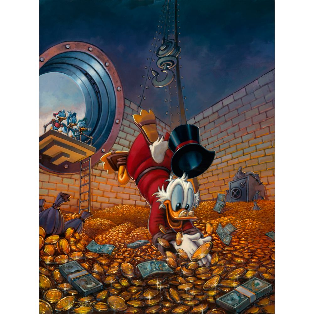 Scrooge McDuck ''Diving in Gold'' by Rodel Gonzalez Canvas Artwork – Limited Edition