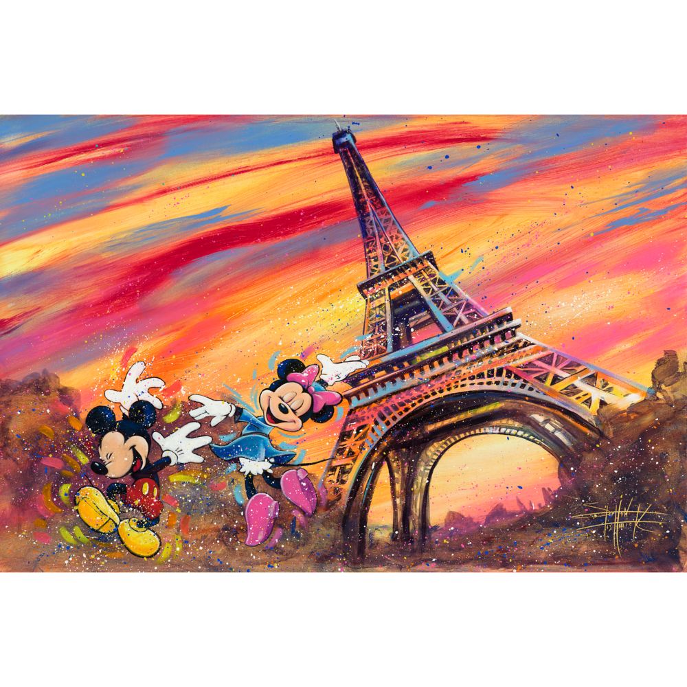 Mickey and Minnie Mouse ''Dancing Across Paris'' by Stephen Fishwick Canvas Artwork – Limited Edition