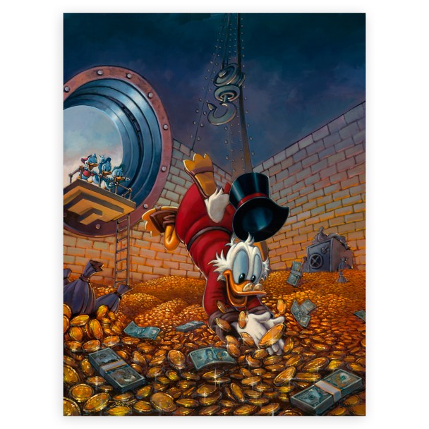Scrooge McDuck ''Diving in Gold'' Signed Giclée by Rodel Gonzalez – Limited Edition