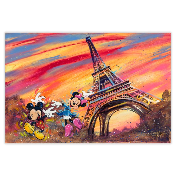 Mickey and Minnie Mouse ''Dancing Across Paris'' Signed Giclée by Stephen Fishwick – Limited Edition