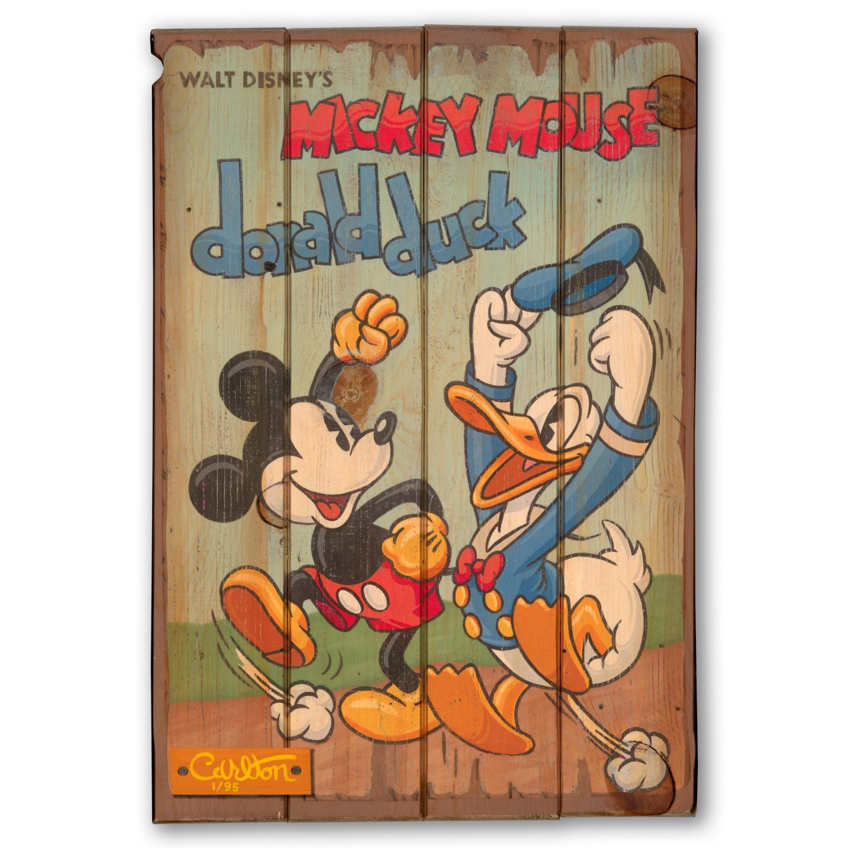Mickey Mouse and Donald Duck ''Best Pals'' Signed Giclée on Wood by Trevor Carlton – Limited Edition