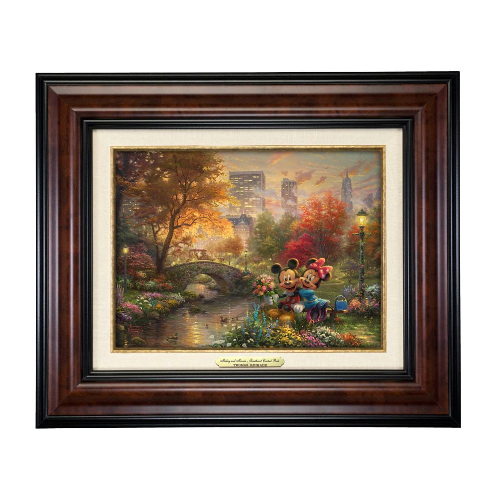 ''Mickey and Minnie Sweetheart Central Park'' Canvas Classic by Thomas Kinkade Studios  Framed Official shopDisney