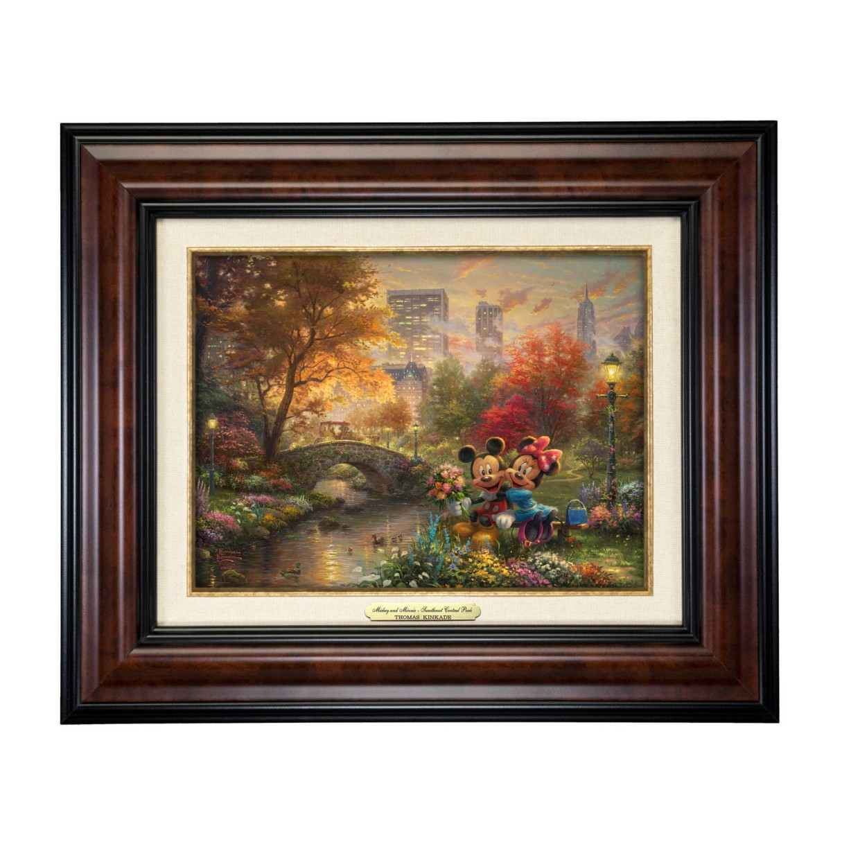 ''Mickey and Minnie Sweetheart Central Park'' Canvas Classic by Thomas Kinkade Studios – Framed