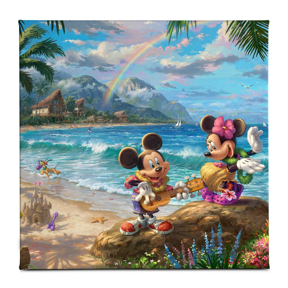 Mickey and Minnie in Hawaii Gallery Wrapped Canvas by Thomas Kinkade Studios Official shopDisney
