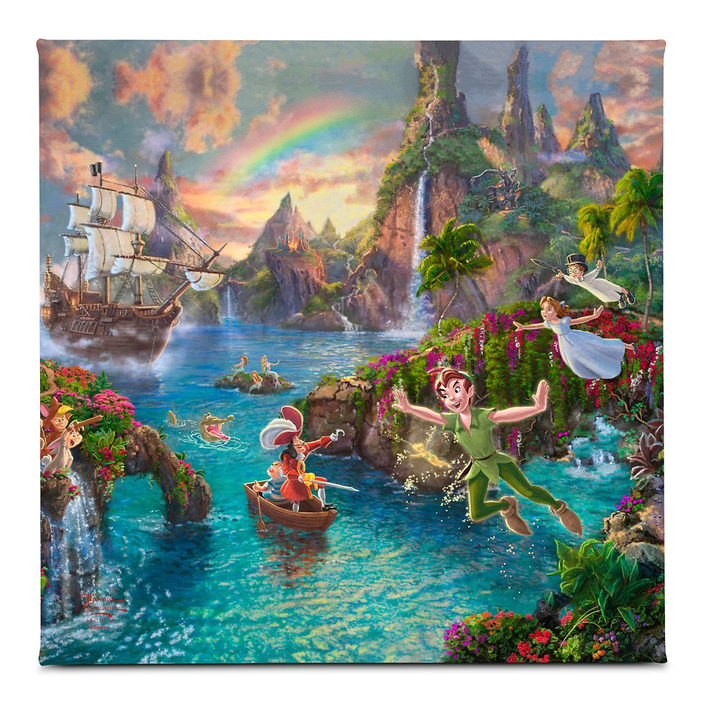 Thomas Kinkade Disney Peter Pan de ne jamais Land 20,3 x 25,4 cm Galerie enveloppé sur toile