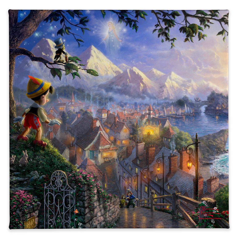 Pinocchio Wishes Upon a Star Gallery Wrapped Canvas by Thomas Kinkade Studios Official shopDisney