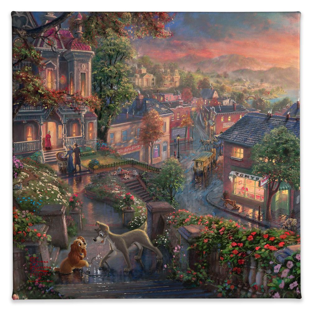 Lady and the Tramp Gallery Wrapped Canvas by Thomas Kinkade Studios Official shopDisney