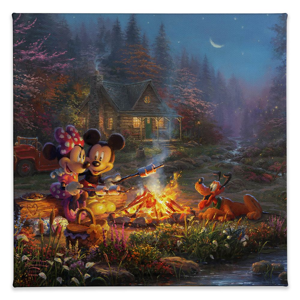 Mickey and Minnie Sweetheart Campfire Gallery Wrapped Canvas by Thomas Kinkade Studios Official shopDisney