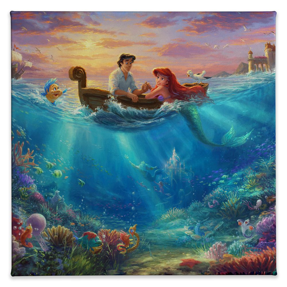 Little Mermaid Falling in Love Gallery Wrapped Canvas by Thomas Kinkade Studios Official shopDisney