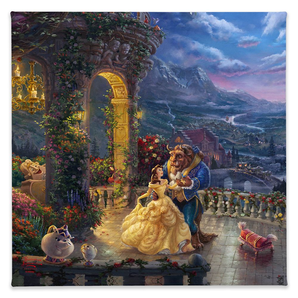 Beauty and the Beast Dancing in the Moonlight Gallery Wrapped Canvas by Thomas Kinkade Studios Official shopDisney