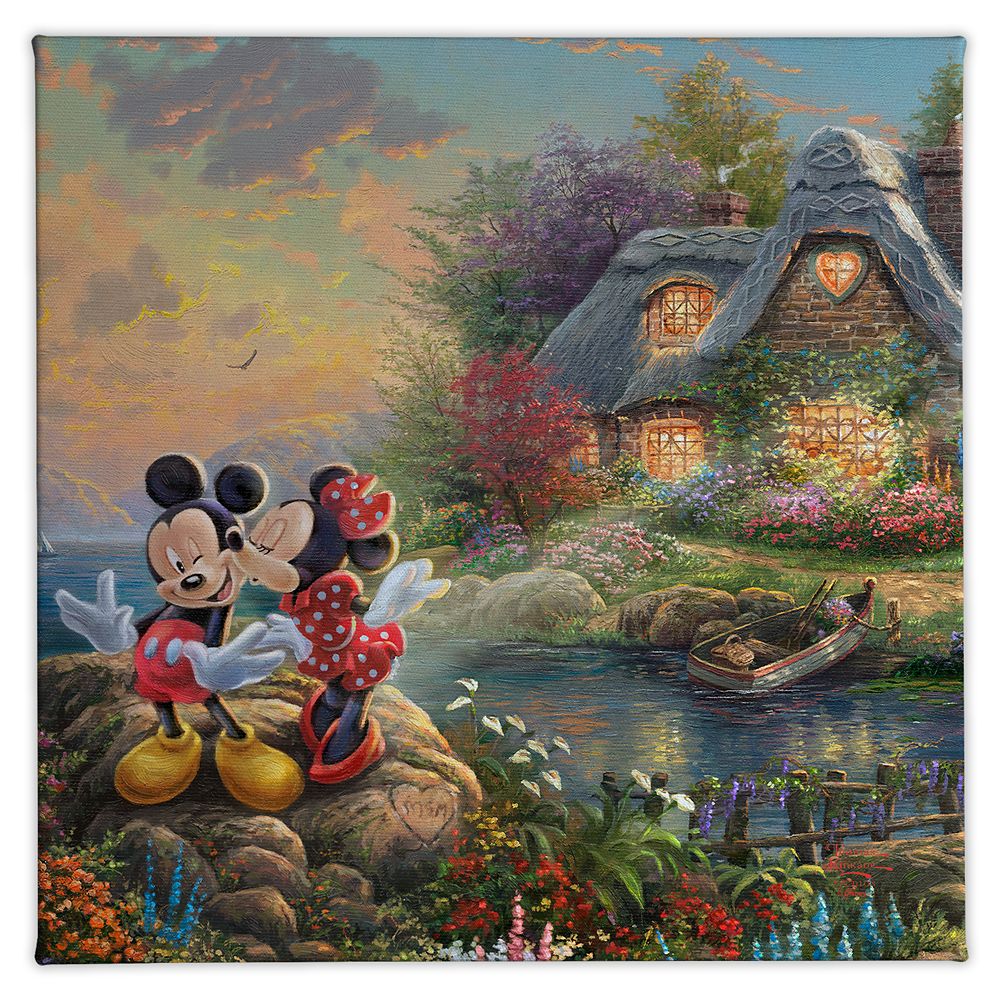 Mickey and Minnie Sweetheart Cove Gallery Wrapped Canvas by Thomas Kinkade Studios Official shopDisney