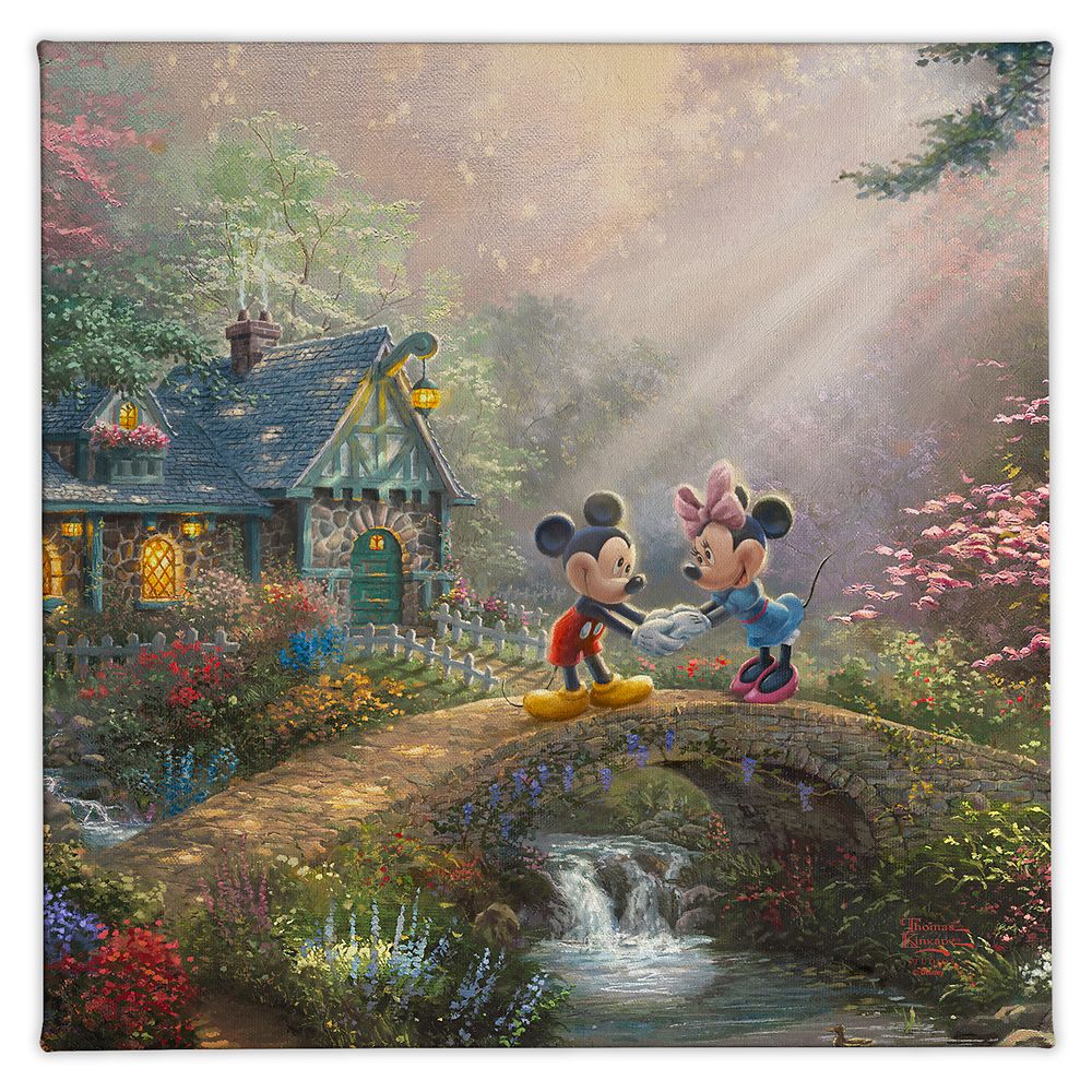 Mickey and Minnie Sweetheart Bridge Gallery Wrapped Canvas by Thomas Kinkade Studios Official shopDisney