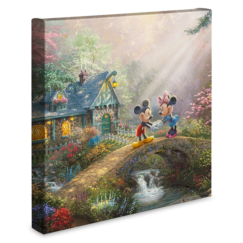 ''Mickey and Minnie Sweetheart Bridge'' Gallery Wrapped Canvas by Thomas Kinkade Studios