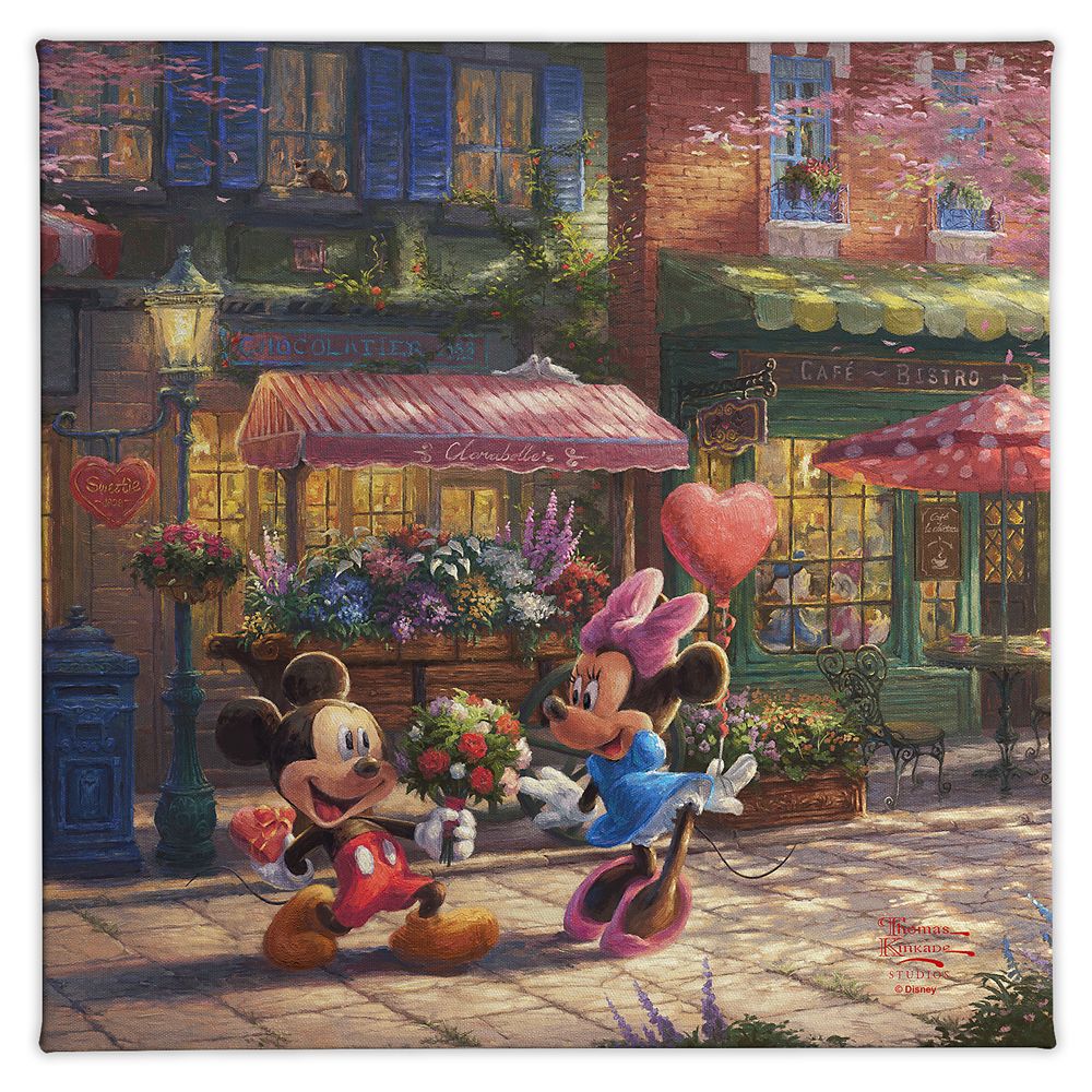 Mickey and Minnie Sweetheart Caf Gallery Wrapped Canvas by Thomas Kinkade Studios Official shopDisney