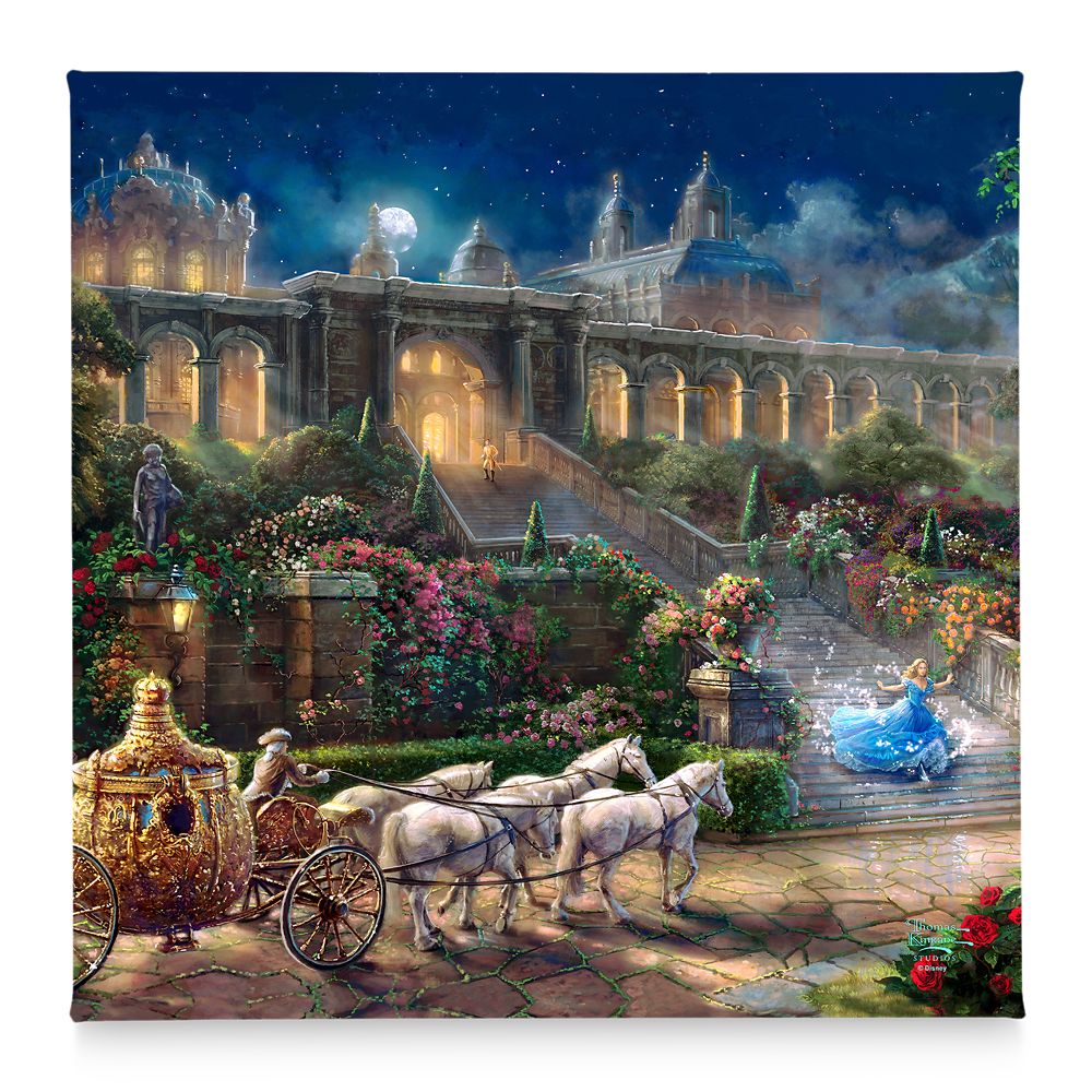 Clock Strikes Midnight Gallery Wrapped Canvas by Thomas Kinkade Studios Cinderella Official shopDisney