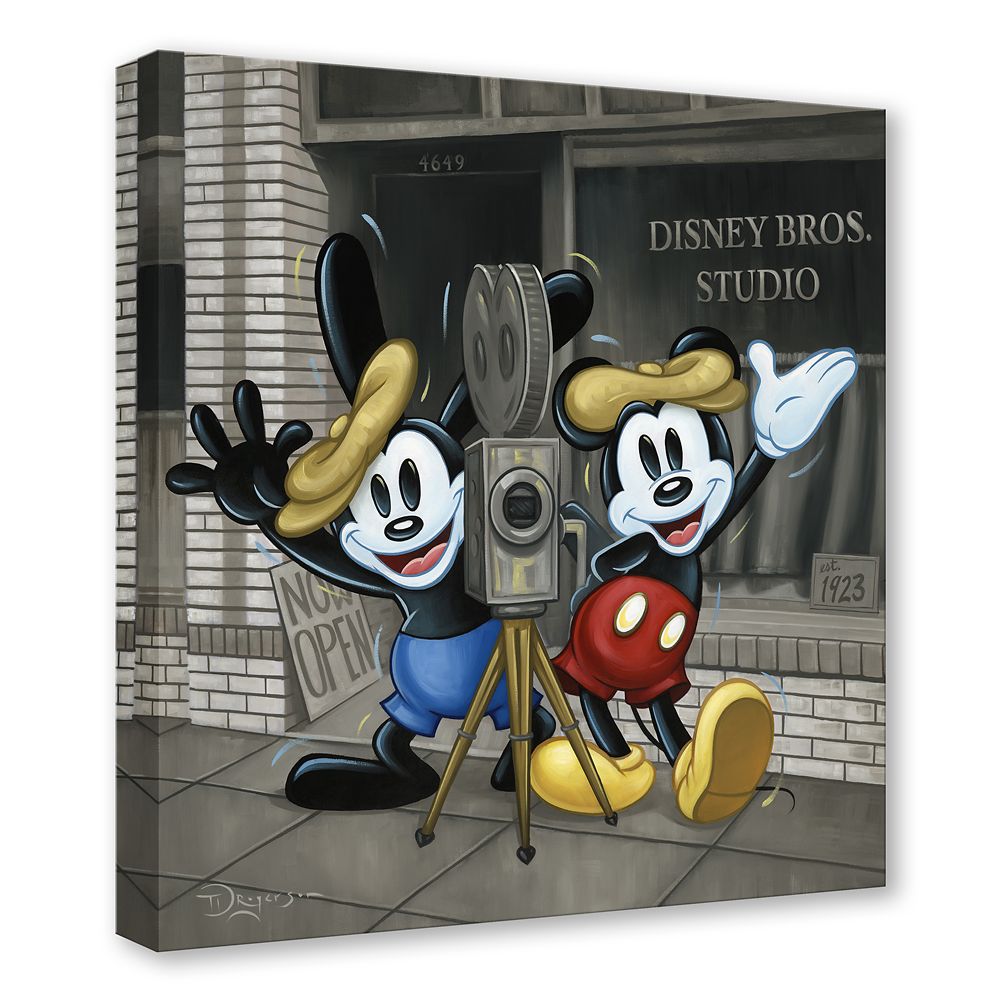 Mickey Mouse and Oswald the Lucky Rabbit ''Bros in Business'' Canvas Artwork by Tim Rogerson – 24'' x 24'' – Limited Edition