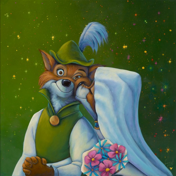 Robin Hood ''Oo-De-Lally Kiss'' Canvas Artwork by Denyse Klette – 24'' x 24'' – Limited Edition