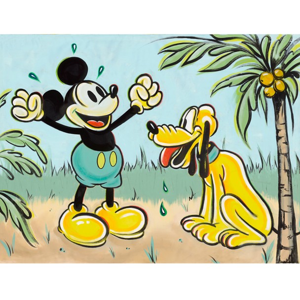 Mickey Mouse and Pluto ''Pals in Paradise'' Canvas Artwork by Dom Corona  – 24'' x 32'' – Limited Edition