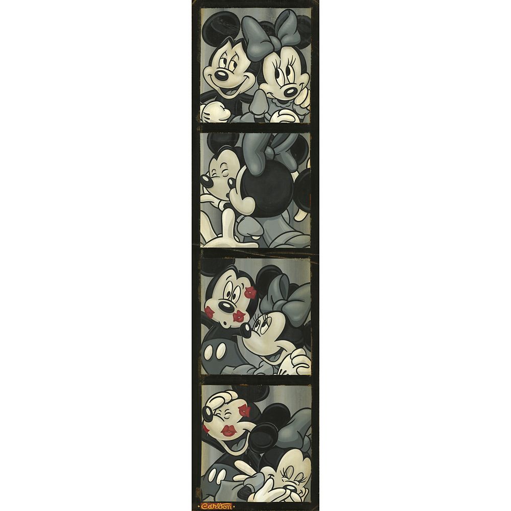 Mickey and Minnie Mouse ”Photo Booth Kiss” Canvas Artwork by Trevor Carlton – 48” x 12” – Limited Edition is available online