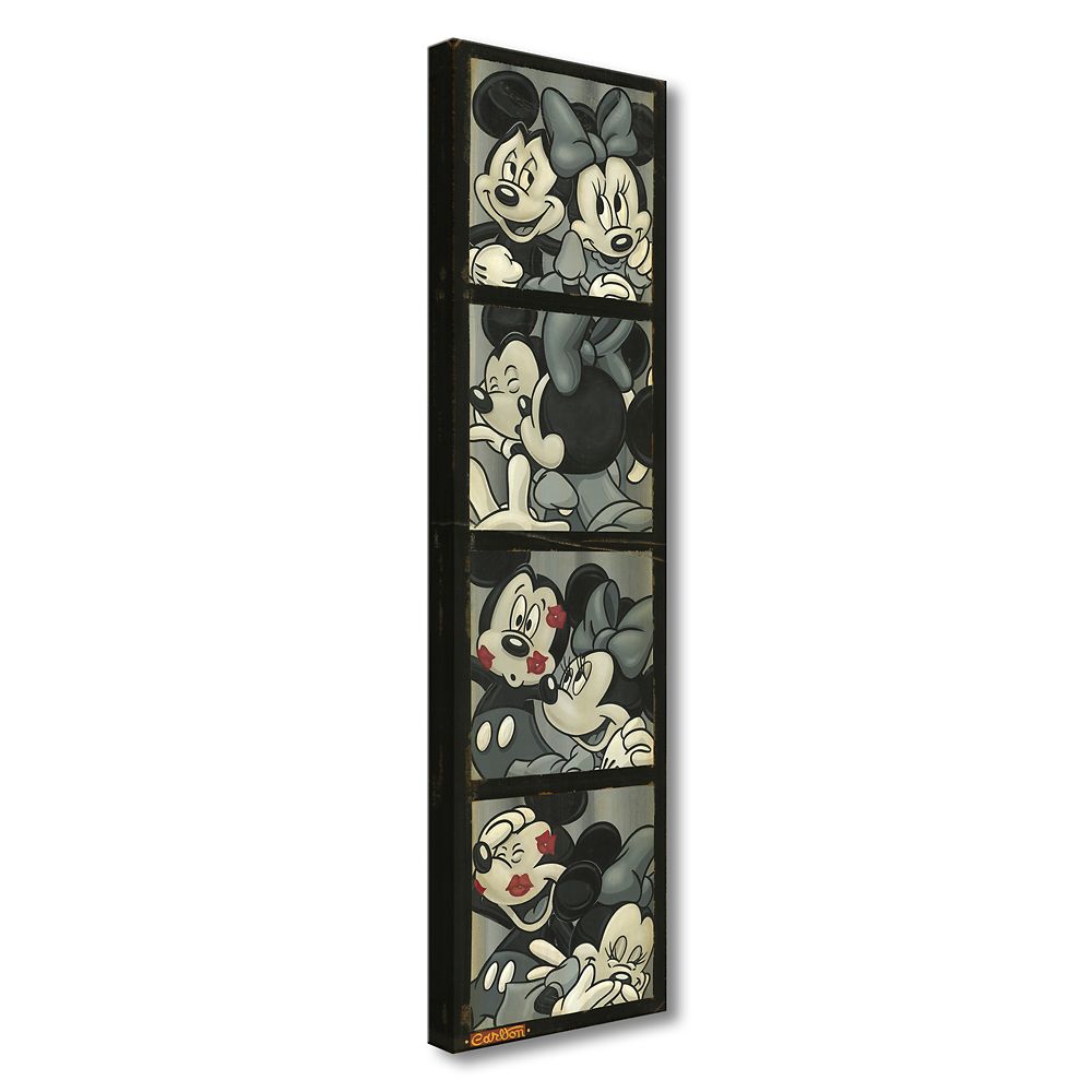 Mickey and Minnie Mouse ''Photo Booth Kiss'' Canvas Artwork by Trevor Carlton – 48'' x 12'' – Limited Edition