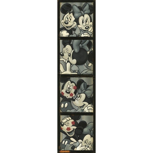 Mickey and Minnie Mouse ''Photo Booth Kiss'' Canvas Artwork by Trevor Carlton – 48'' x 12'' – Limited Edition
