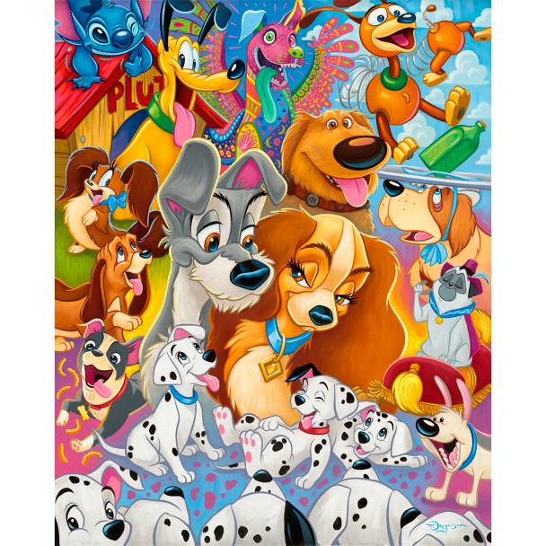 Disney Dogs ''So Many Disney Dogs'' Canvas Artwork by Tim Rogerson – 30'' x 24'' – Limited Edition