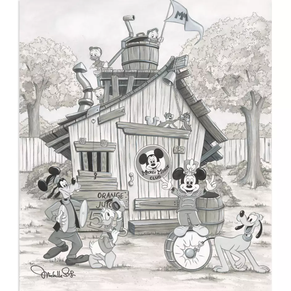 black and white mickey mouse clubhouse canvas artwork