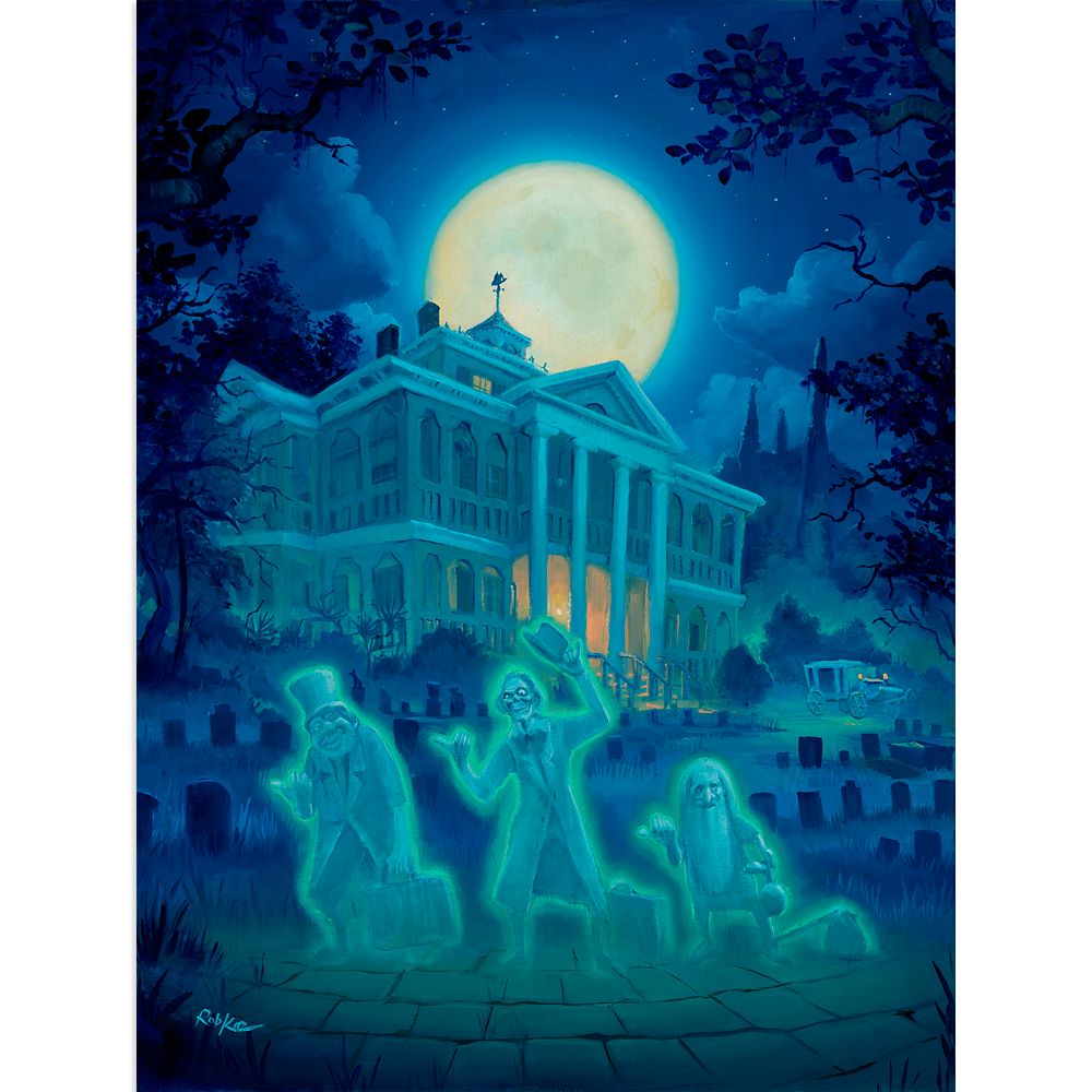 The Haunted Mansion Beware of Hitchhiking Ghosts Canvas Artwork by Rob Kaz  Limited Edition Official shopDisney